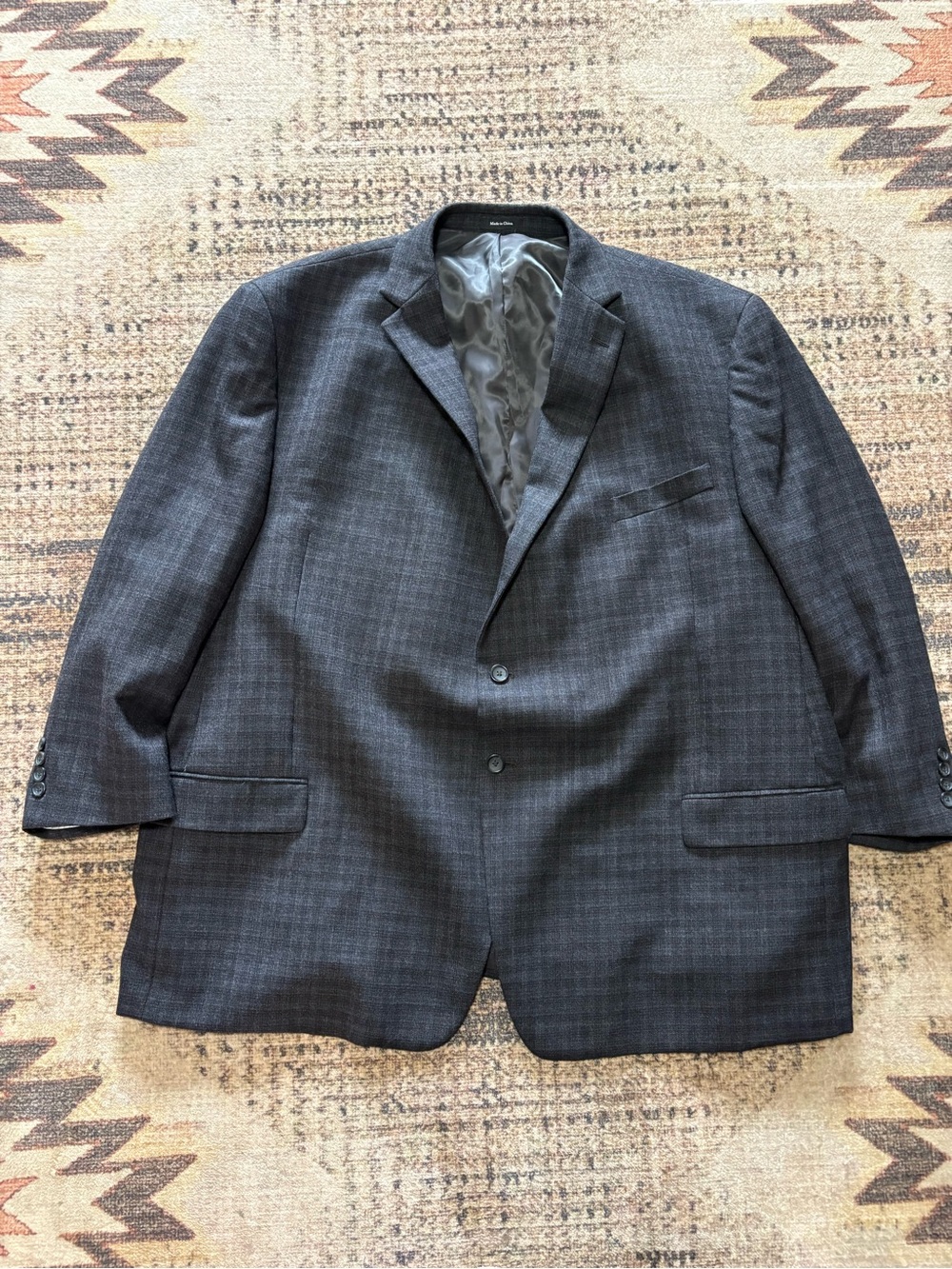 Joseph & Feiss Gold Blazer Men 56R Windowpane Plaid 100% Wool Executive Fit